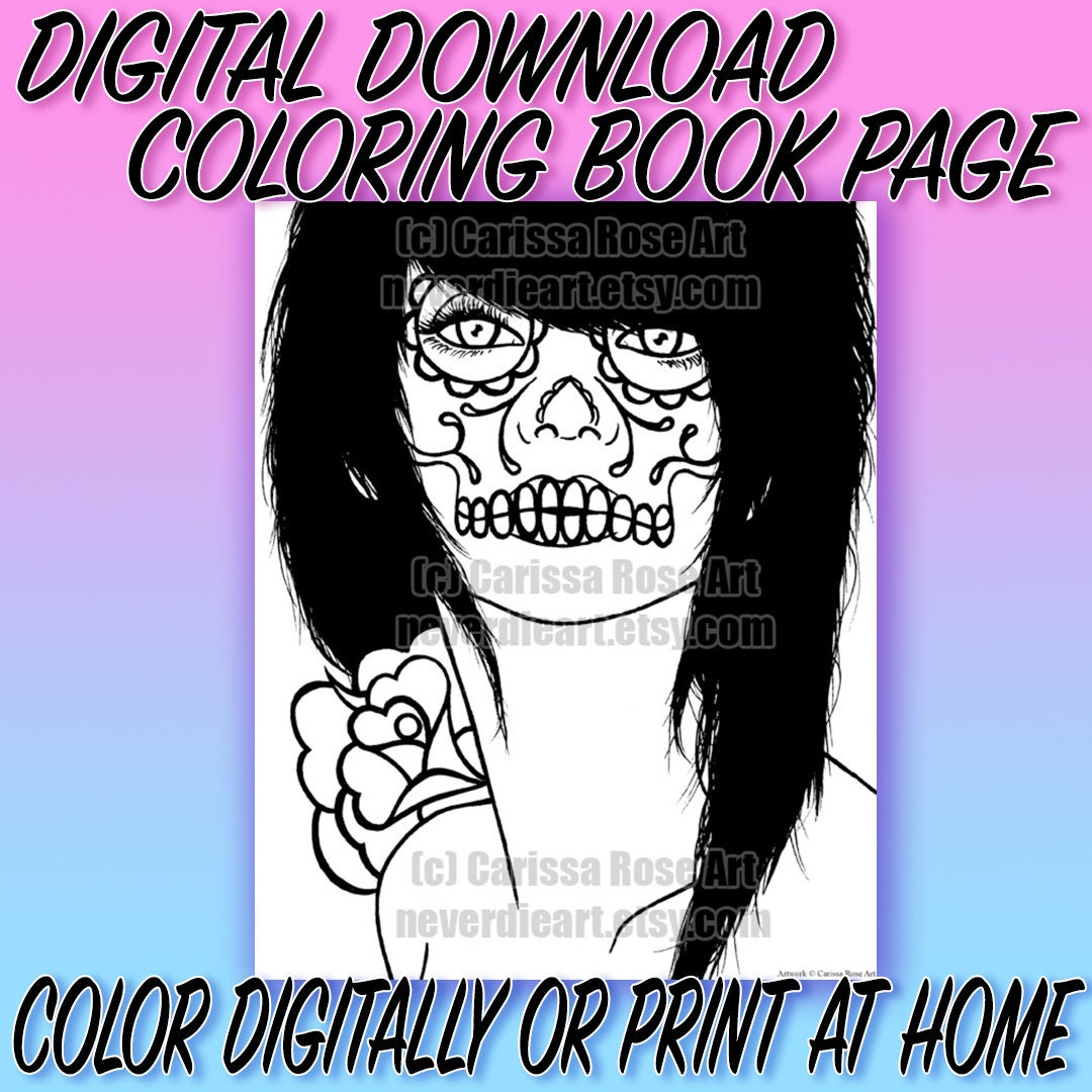 Digital Download Print Your Own Coloring Book Outline Page - Dia De Los ...