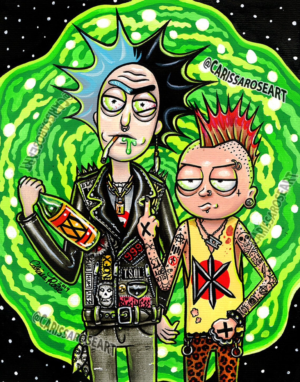 Punk Rock Rick and Morty Limited Edition Fan Art Etsy