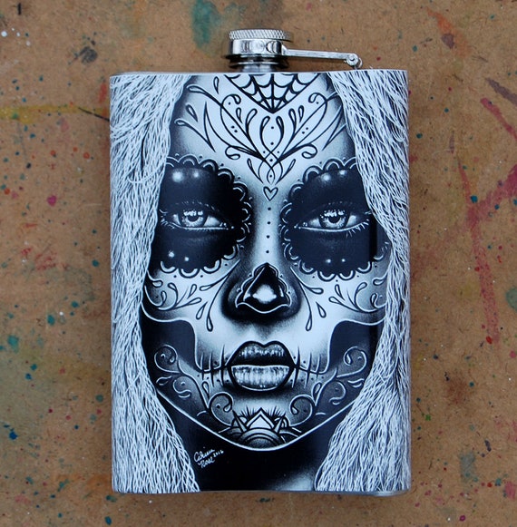 8oz sugar skull Stainless Steel flask 8oz sugar skull Stainless Steel flask