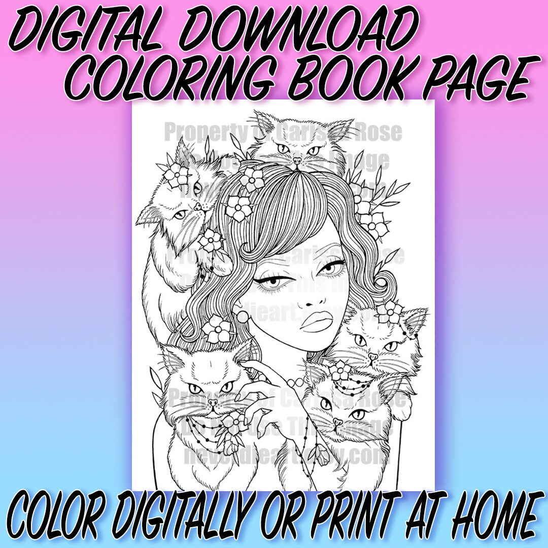 Digital Download Print Your Own Coloring Book Outline Page - Miss