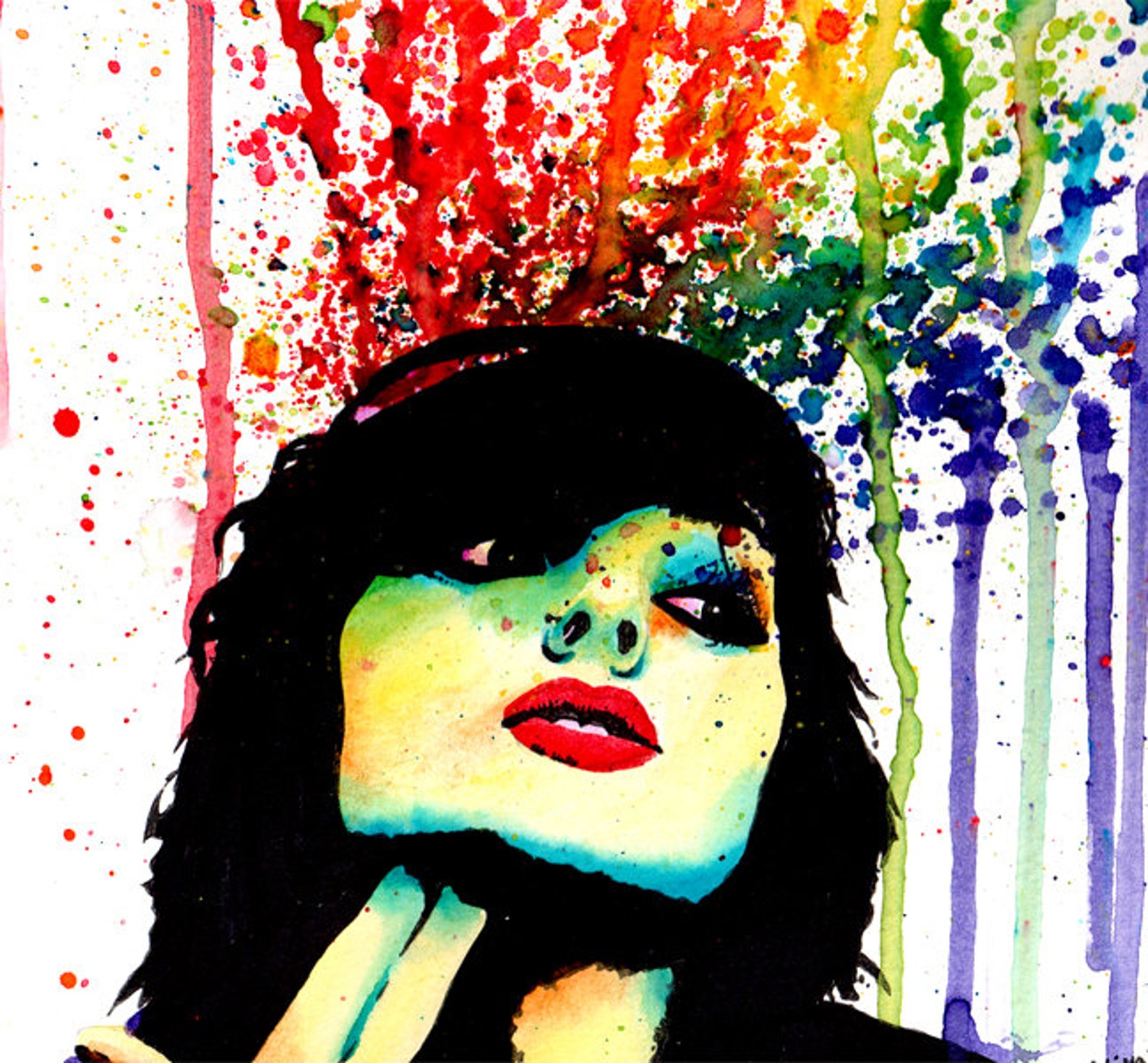 Edgy Punk Rock Rainbow Pop Art Portrait Wall Art Print | Etsy