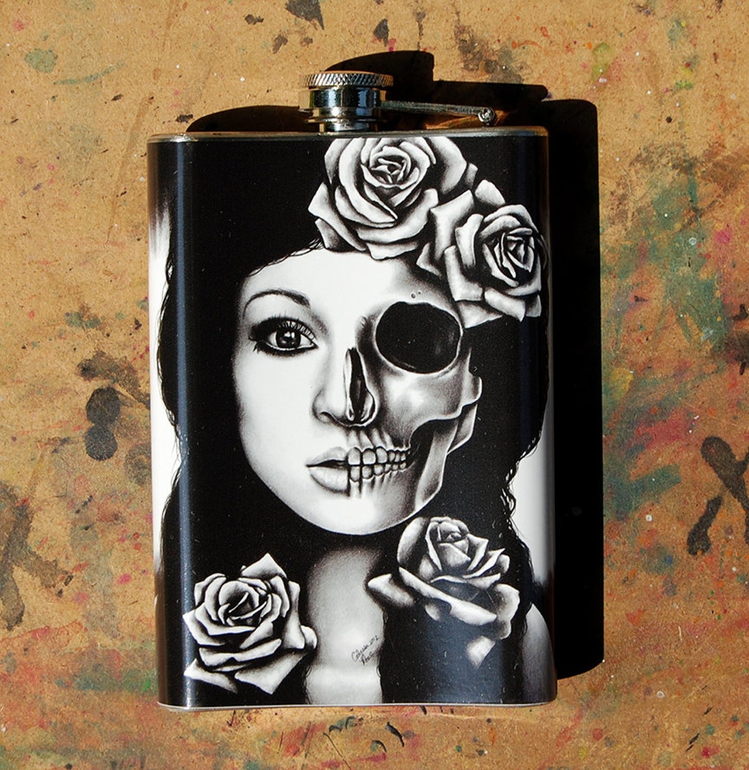Stainless Steel 8 Oz. Hip Flask in A Trance Dark Lowbrow Etsy