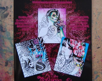 16 Seiten Ausmalbuch Für Erwachsene - Never Die Art Coloring Book Volume 1 Art by Carissa Rose