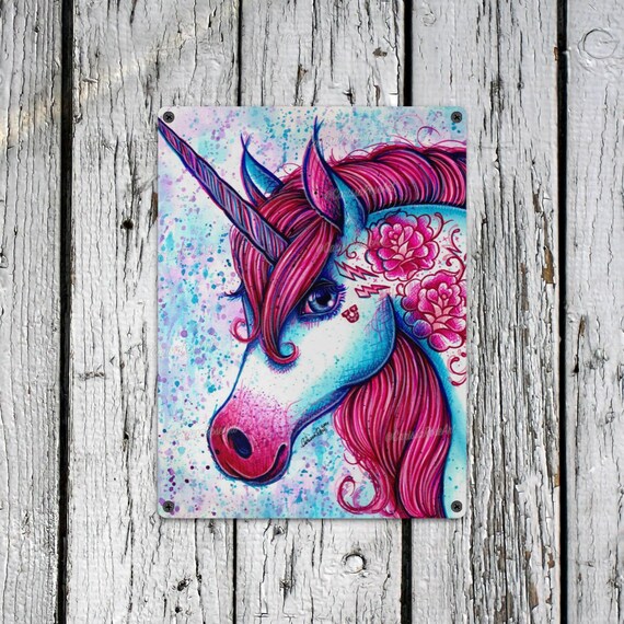Unicorn | Poster | Tapestry | Metal Print | Colorful Pop Art Pink