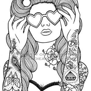 Digital Download Print Your Own Coloring Book Outline Page Sweet Heart by Carissa Rose image 2