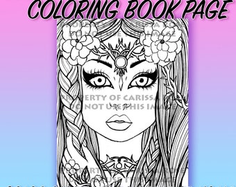 Digital Download Print Your Own Coloring Book Outline Page - Fairy Girl by Carissa Rose