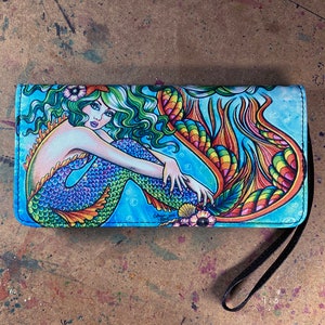 Women's Clutch Purse Wallet Wristlet Mermaid by Carissa Rose Rockabilly Pop Art Mermaid Fantasy Pin Up Girl image 5