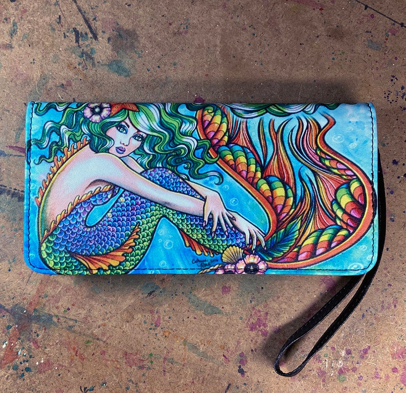 Women's Clutch Purse Wallet Wristlet Mermaid by Carissa Rose Rockabilly Pop Art Mermaid Fantasy Pin Up Girl image 5