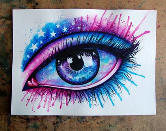 ORIGINAL 11x15 in. Painting - Galaxy Eye