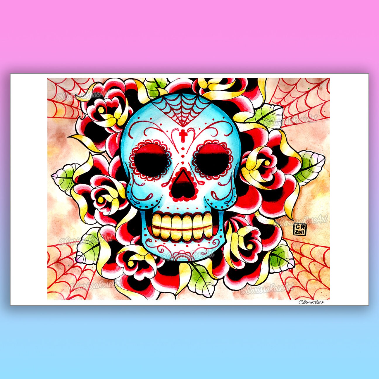 Print　Flash　Colorful　Etsy　Skull　Art　School　Tattoo　Old　Sugar　日本