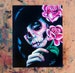 Dia De Los Muertos Sugar Skull Girl With Roses Portrait Art Print - Evening Bloom By Carissa Rose Hand Signed 5x7, 8x10, or Apprx 11x14 In. 