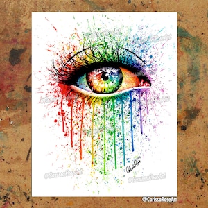 Eye Candy | Poster | Tapestry | Metal Print | Colorful Rainbow Pop Art Drippy Splatter Watercolor Eye Painting