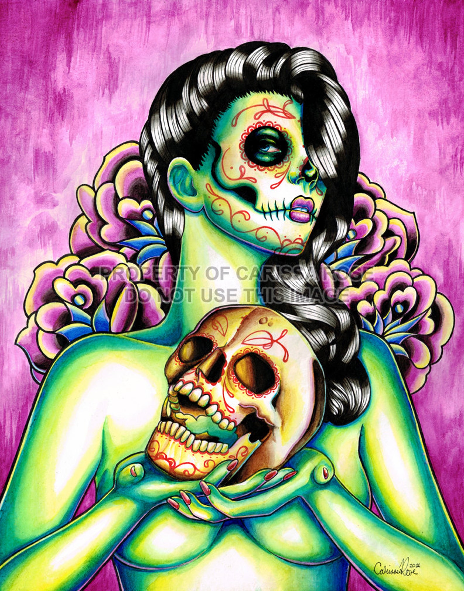 day of the dead blonde girl art day of the dead blonde girl art