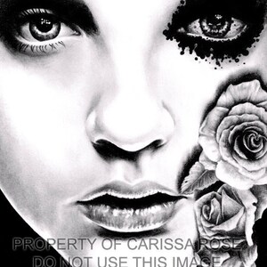 Art Print Rose of the Devil's Garden Poster Style Lowbrow Black and White Gothic Horror Portrait 5x7, 8x10, 10.5x13.8, or 11x17 inch image 2