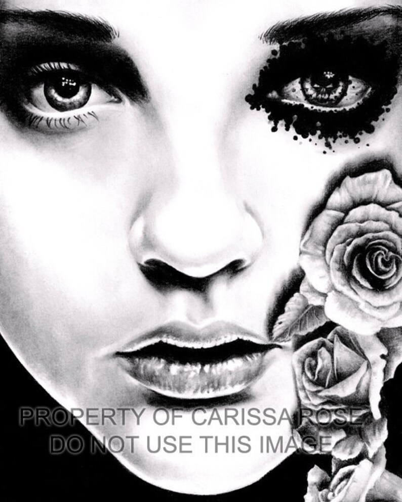 Art Print Rose of the Devil's Garden Poster Style Lowbrow Black and White Gothic Horror Portrait 5x7, 8x10, 10.5x13.8, or 11x17 inch image 2