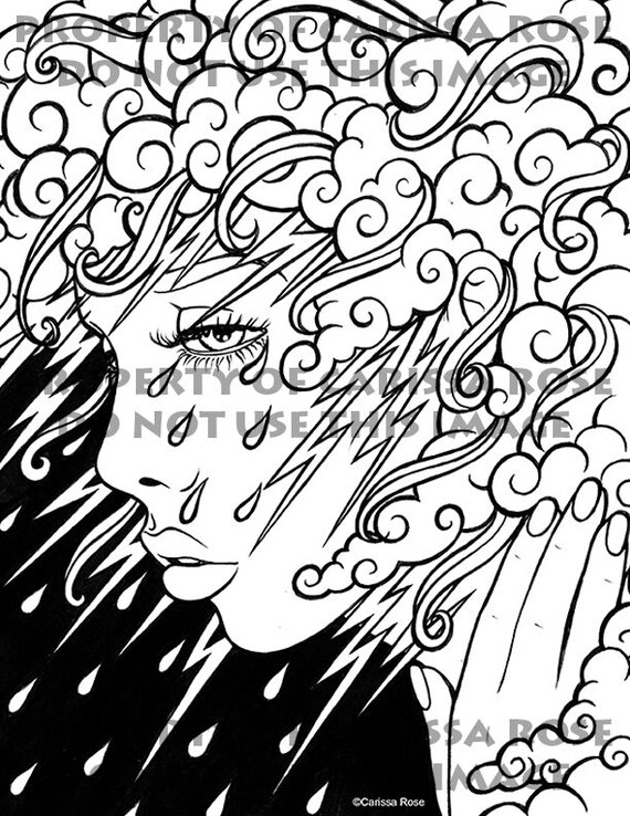 Digital Download Print Your Own Coloring Book Outline Page Thinking Of You By Carissa Rose Adult Coloring Hobby Art Page -