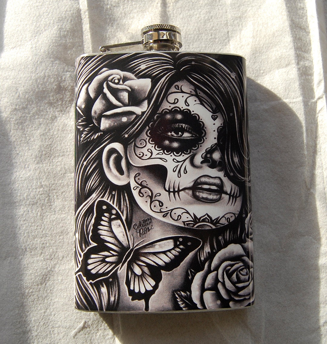Tattoo Art Stainless Steel 8 Oz. Hip Flask - Etsy Tattoo Art Stainless Steel 8 Oz. Hip Flask - Etsy