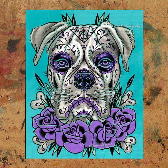 Art Print Sugar Skull Boxer Day of the Dead Sugar Skull Girl Tattoo Art  Boxer Dog Artwork 5x7, 8x10, 10.5x13.8, or 11x17 Inch - Etsy
