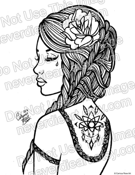 Tattoo Pin Up Girl Coloring Pages For Adults - Coloring Page