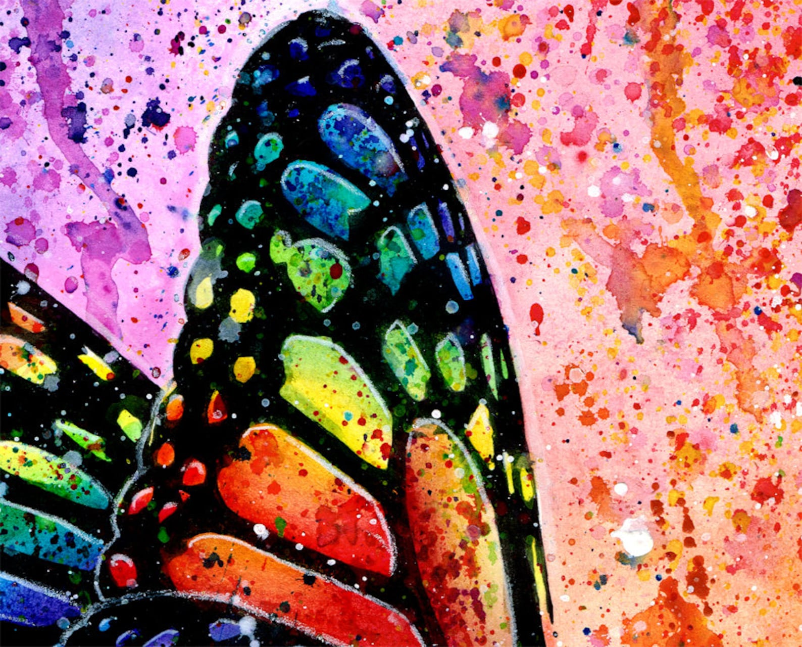 Art Print Butterfly Rainbow Pop Art Splatter Portrait Colorful Etsy