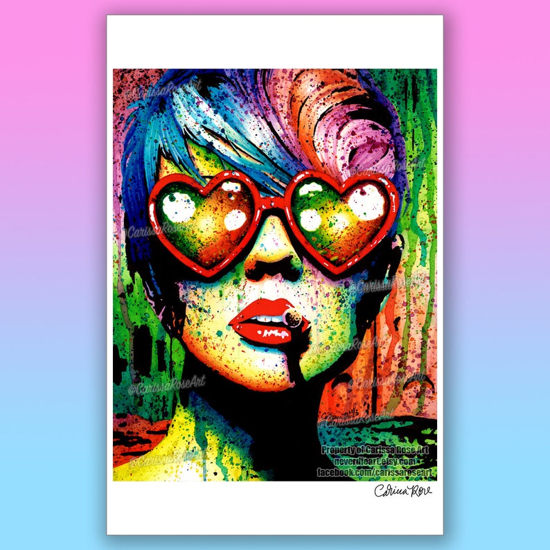 Art Print Electric Wasteland Poster Colorful Rainbow Edgy Alternative Pop Art Punk Rock Girl 5x7, 8x10, 10.5x13.8, 11x17 inch 11x17 inches