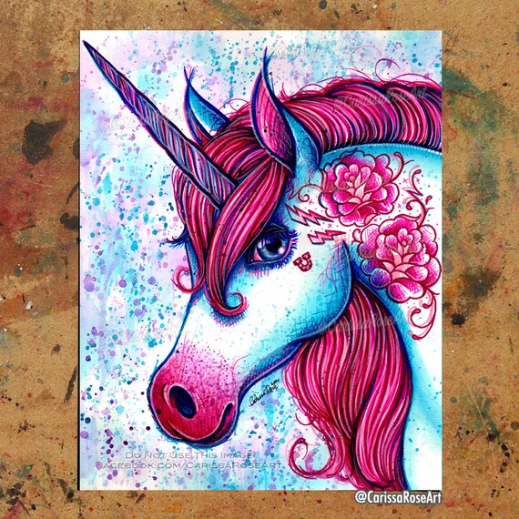 Unicorn | Poster | Tapestry | Metal Print | Colorful Pop Art Pink