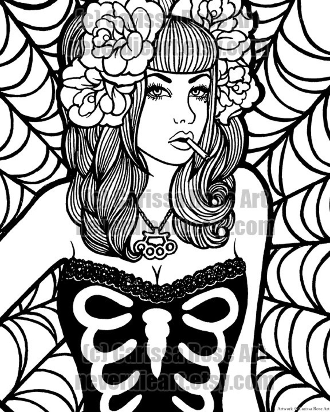 Pin Up Girl Coloring Pages