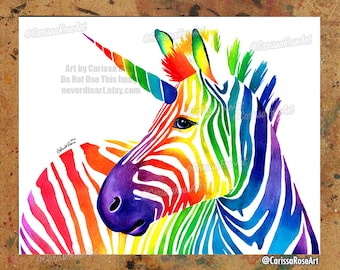 Zebra - End of the Rainbow Painting by Dawg Painter - Pixels Merch