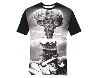 Atomic Garden | Unisex Adult T-Shirt | S M L XL XXL | Atomic Bomb Mushroom Cloud Pin Up Sublimation Top for Men or Women