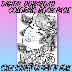 Digital Download Print Your Own Coloring Book Outline Page - Sapphire Night by Carissa Rose