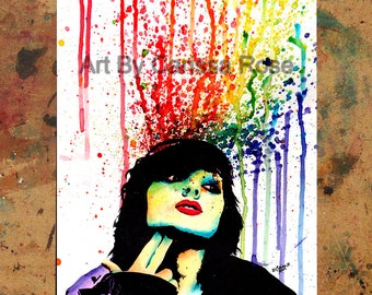 Art Print | Don't Drink Poison | Colorful Edgy Pop Art Alternative Rainbow Splatter Girl Punk Rock Woman | 5x7, 8x10, 10.5x13.8, 11x17 inch
