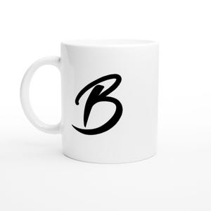 White 11oz B Letter white Ceramic Mug
