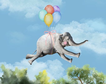 Wrapped Canvas Print "When Elephants Fly"