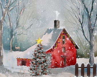 Canvas Print "Christmas in the Snowy Woods"