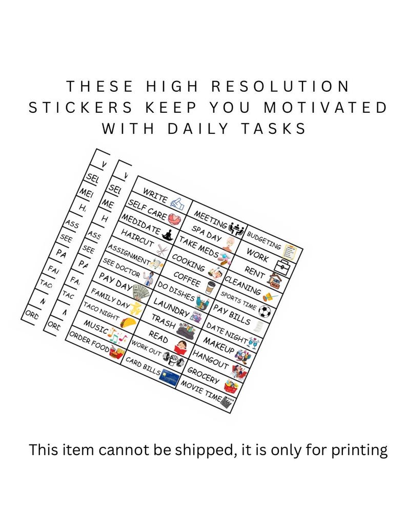 Stick to It! Printable Daily Task Icons, Icon Stickers for Good Notes ...