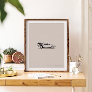 DMC Delorean, Back to the Future Wall art Printable, Movie Car Poster, Nursery Decor, Car Bedroom, Instant Download