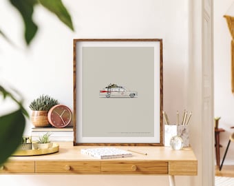 Ghostbusters Movie Poster | Ecto-1 Poster | Ghostbusters Art | Ghostbusters Digital Download | 80s Movie Poster | Classic Movie Poster