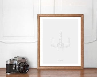 X-Wing, Star Wars Wall art Printable, Start Wars Poster, Home Decor, Nursery Decor, Instant Download