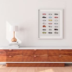 21 Famous Movie Cars,  Wall Art Poster, Movie Car Poster, Nursery Decor, Car Bedroom, Poster Print