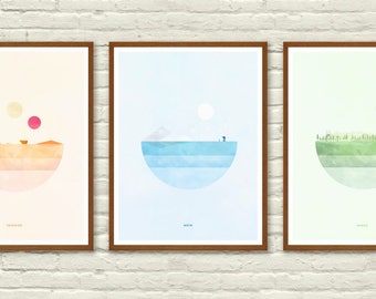 Star Wars Planet Minimalist Posters, Tatooine, Hoth, Endor, Star Wars Wall art Printable, Start Wars Poster, Nursery Decor, Instant Download