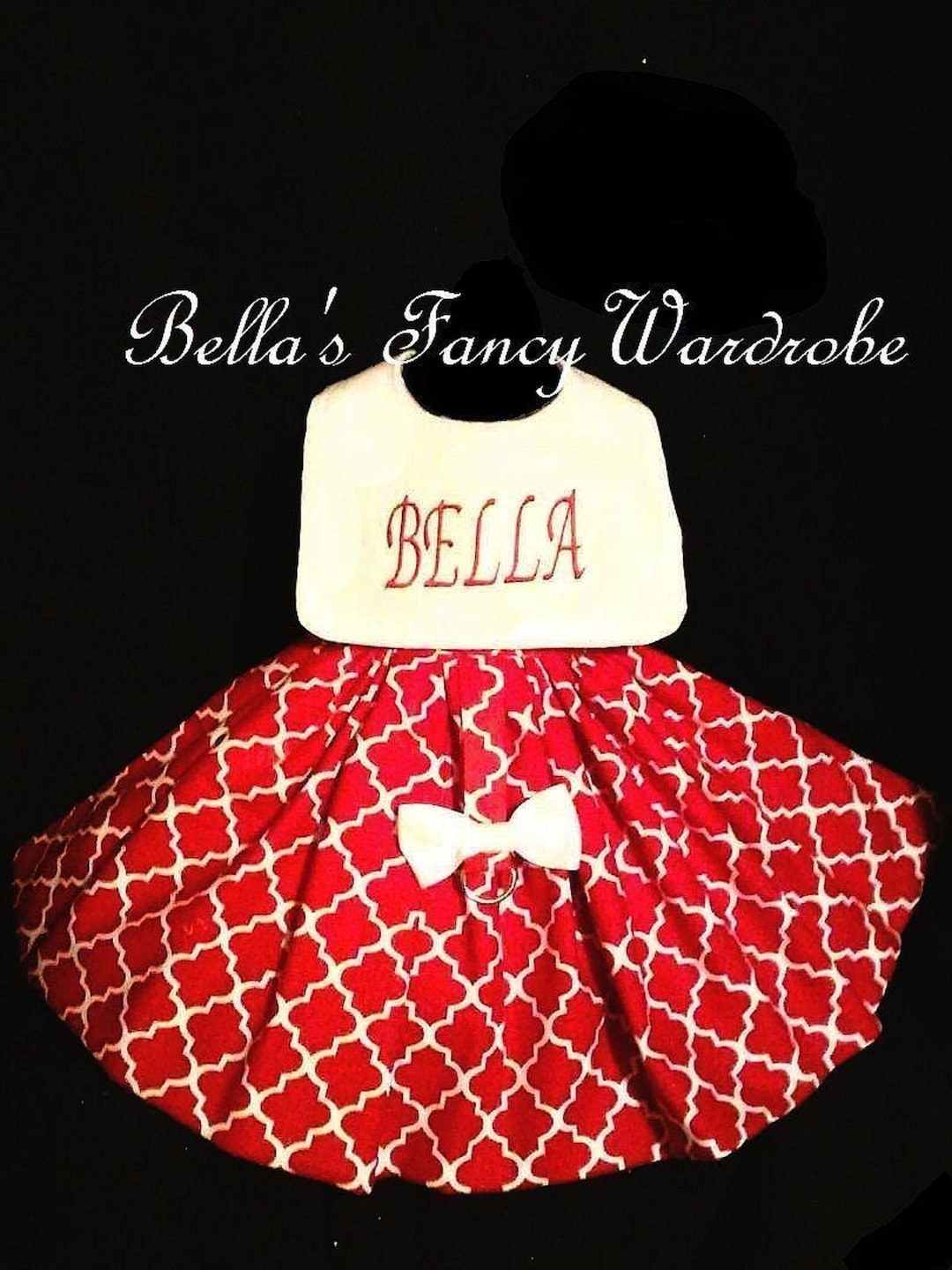Personalize Dog Dress, Red Dog Dress, Dog Party Dress, Dog Clothes, Dog