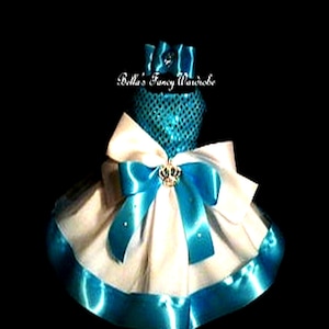 Turquoise hondenjurk met pailletten