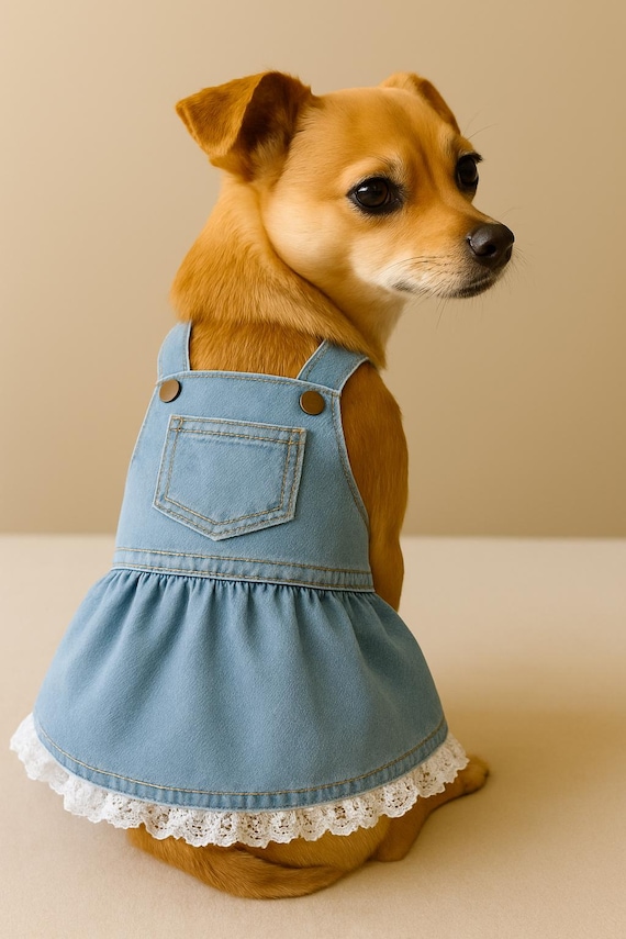 denim dog dress Fringe Denim Dog Dress