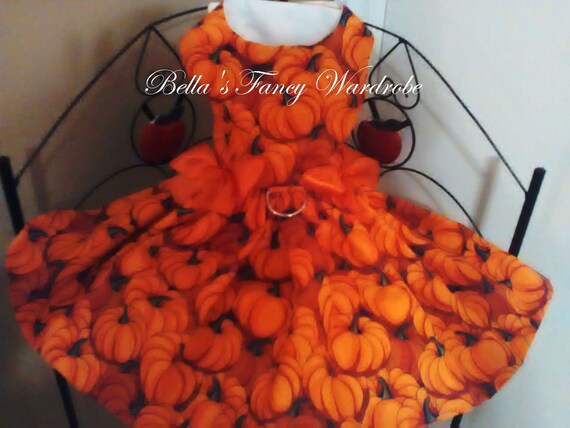 Halloween Pumpkin Print Dog Dress: Thanksgiving Costume