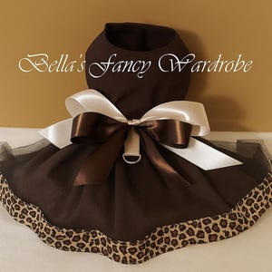 Brown dog dress, dog dress, dog clothes, dog wear, dog apparel, puppy clothes, fancy Dog Dress, animal print dress, dog birthday dress
