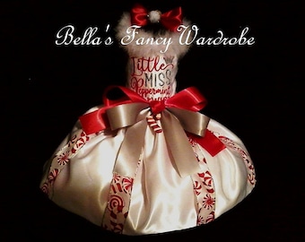 Christmas Dog Dress: Embroidered 'Little Miss Peppermint Twist'