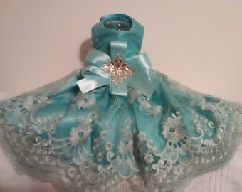 BFW Couture-Wedding Bridal Aqua-Mint Elegant Dog Dress