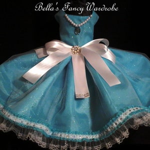 Aquablauwe hondenjurk, hondenjurk, hondenkleding, blauwe hondenjurk, hondenkleding, puppykleding, formele hondenjurk, trouwjurk honden