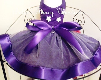 Handmade Purple Dog Dress: Formal Occasion Tulle Overlay