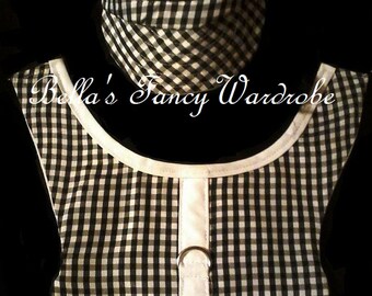 Checkered Dog Harness Vest with Matching Cap